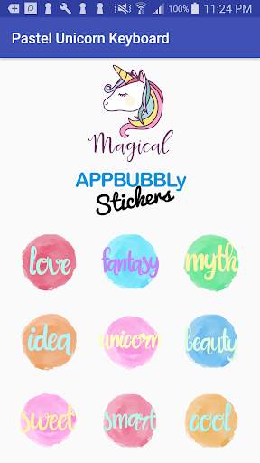 Pastel Unicorn Words Keyboard Stickers for Gboard screenshot 3