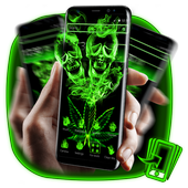Green Neon Weed Skull Theme icon