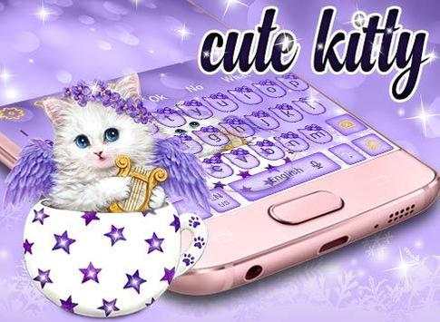 Purple Cute Kitty Cat Keyboard Theme 5 تصوير الشاشة