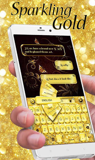 Sparkling Gold GO Keyboard Theme 2 تصوير الشاشة