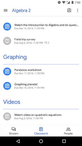 Google Classroom screenshot 2