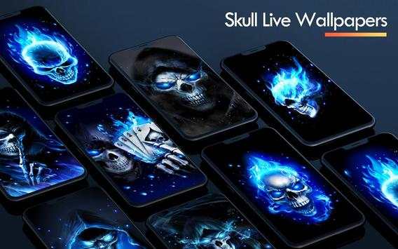 Blue Fire Skull Bone Live Wallpaper screenshot 6