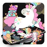 Black Cartoon Cute Unicorn Theme logo