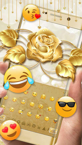 लक्जरी गोल्ड गुलाब कीबोर्ड स्क्रीनशॉट 3
