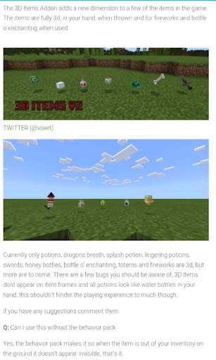 3D Items Addon for Minecraft PE screenshot 1