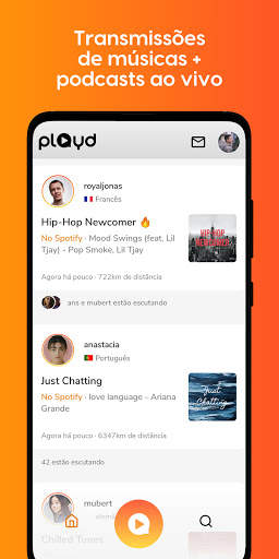 playd – Transmissões de podcasts e músicas ao vivo screenshot 1