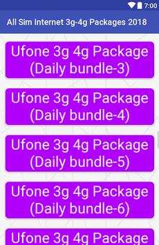 All Sim Internet 3g-4g Packages 2018 screenshot 2