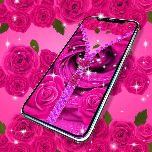 Lock screen zipper pink rose 4 تصوير الشاشة