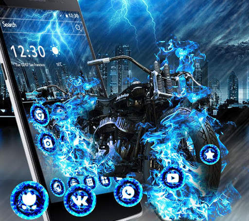 Blue Flame Motorcycle Theme screenshot 1