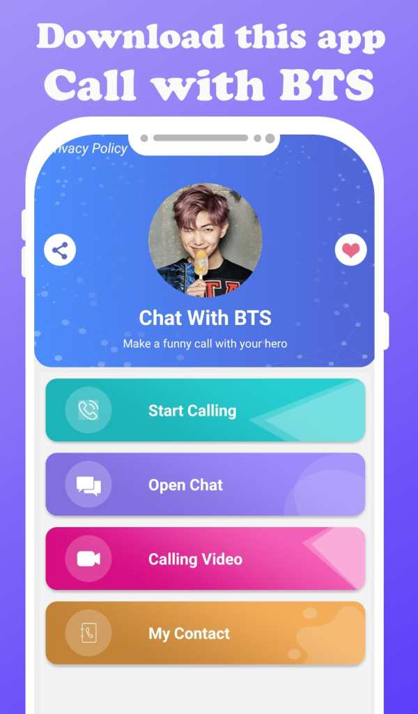 fake call live chat video with bts-prank screenshot 1