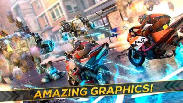 Moto Racing - Shooting Robots screenshot 8