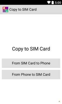 Copy Contacts to SIM Card(to phone) screenshot 1