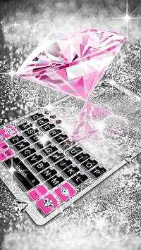 Pink Silver Diamond Keyboard Theme screenshot 3