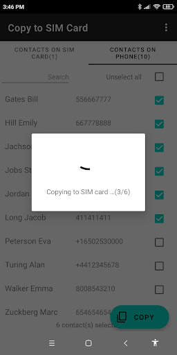Copy to SIM Card screenshot 2