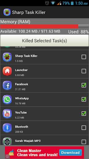Sharp Task Killer screenshot 1