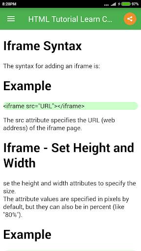 HTML Tutorial Code Tags CSS скриншот 4