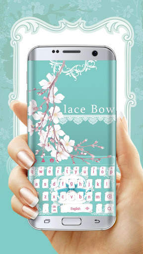 Cute pink green lace Bow Keyboard skin screenshot 1