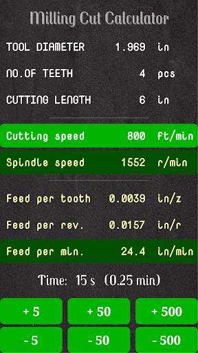 Milling Cut Calculator 4 تصوير الشاشة