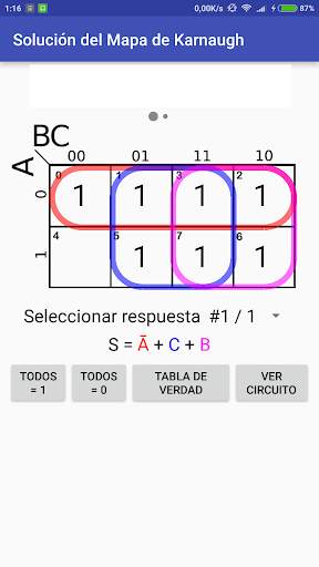 Solución para mapas Karnaugh screenshot 1