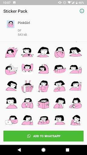 Pink Girl WAStickerApp Sweet stickers for WhatsApp screenshot 2