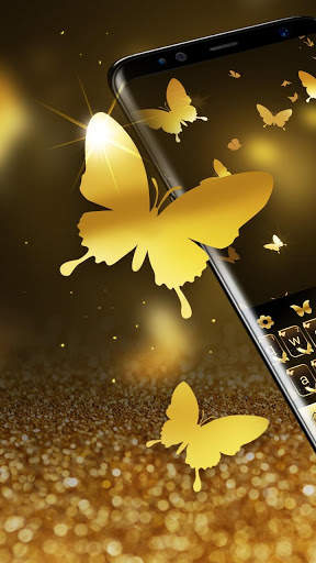 Gold Butterfly Shining Keyboard Theme स्क्रीनशॉट 1