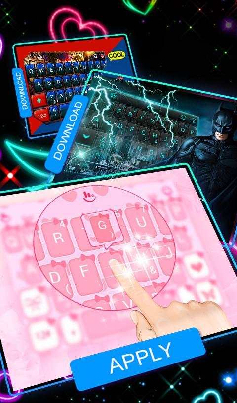 Colorful Neon Sparkling Heart Keyboard Theme screenshot 7