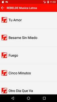 Rebelde Musica y Letras screenshot 2