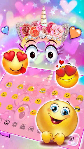 Cute Love Rainbow Unicorn Keyboard screenshot 3