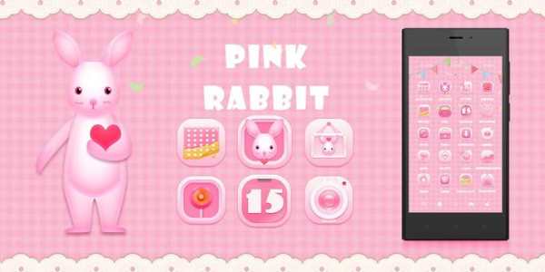 Pink Rabbit Go Launcher Theme screenshot 5