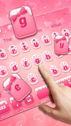 Cute Pink Kitty Keyboard Theme screenshot 2