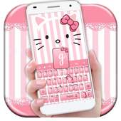 Pink Kitty Bowknot Keyboard 10001006