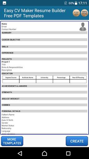 Easy CV Maker Resume Builder Free PDF Templates screenshot 1