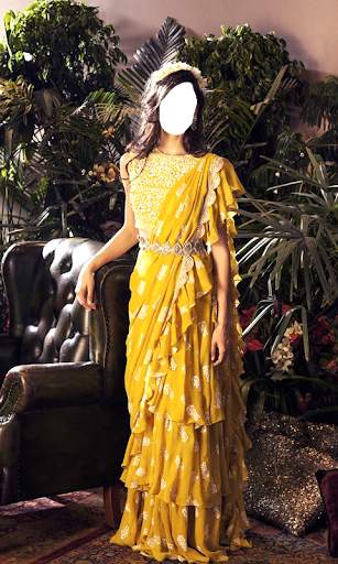 Women Ruffle Saree Photo Suit screenshot 3