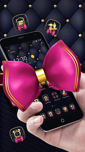 Black Leather Pink Bowknot Theme 3 تصوير الشاشة