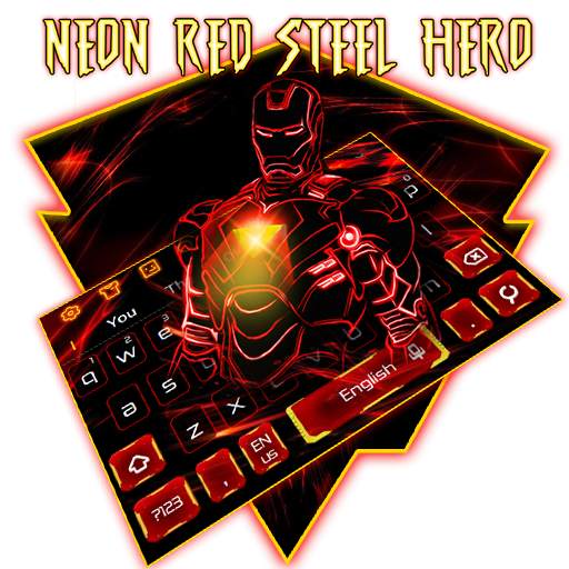 Neon Red Iron Hero Keyboard Theme 10001001