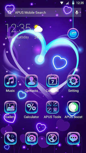Purple romantic love  APUS Launcher theme screenshot 1
