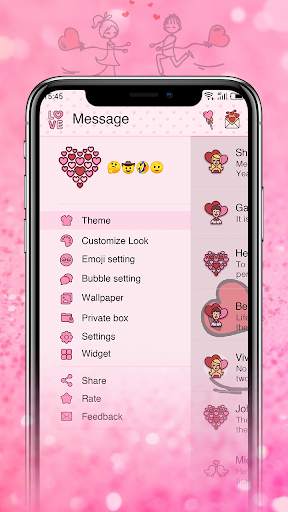 Romantic Lovers - SMS theme, Messenger theme screenshot 5