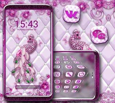 Pink Peacock Diamond Launcher Theme screenshot 4