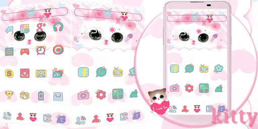 Cute Kitty theme – pink rose kitty screenshot 2