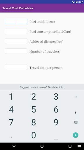 Travel Cost Calculator screenshot 1