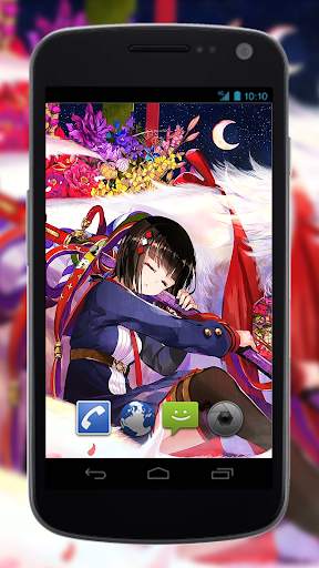 Anime Live Wallpaper of White Fox Girl screenshot 2