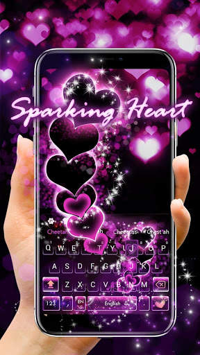 Sparkling Purple Heart Keyboard Theme screenshot 1
