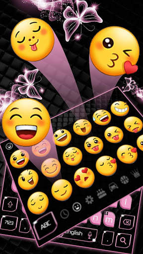 Pink Black Butterfly Keyboard Theme screenshot 3