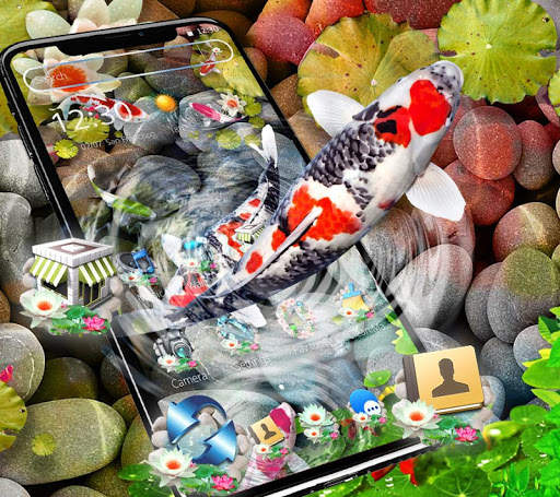 Stone Water Pattern Koi Fish Theme screenshot 2