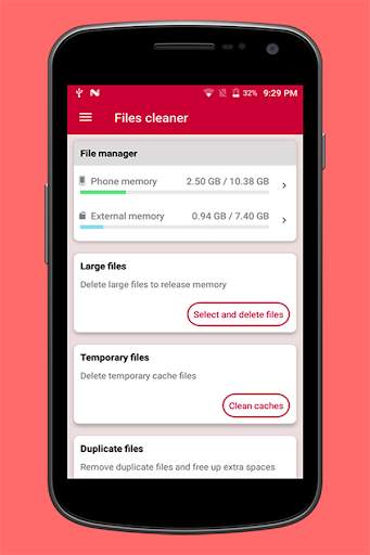 Files Cleaner - Freeup more memory space screenshot 1