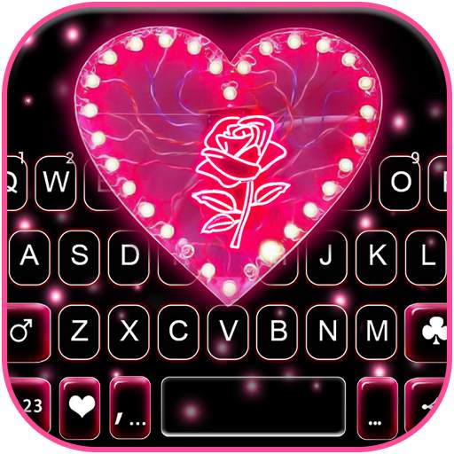 Pink Heart Black Keyboard Background 1.0