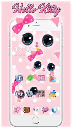 Hello Princess Kitty Pink Cute Cartoon Theme screenshot 2