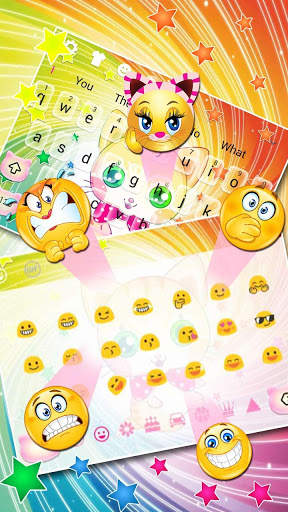 Cute Rainbow Colorful Kitten Keyboard Theme screenshot 3