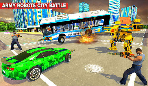 Army Bus Robot:Flying Car Game screenshot 10