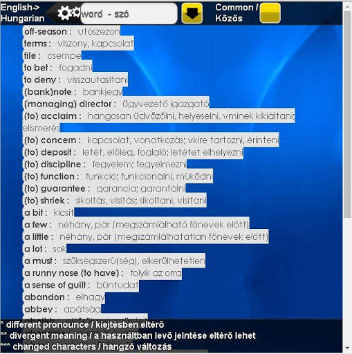 My Memory HUN-ENG Dictionary screenshot 1